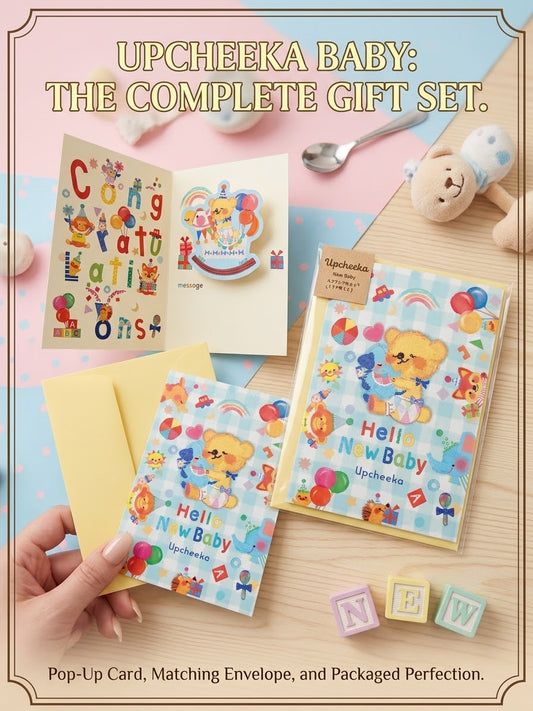 "Hello New Baby" Greeting Card - Blue Bear (Upcheeka)